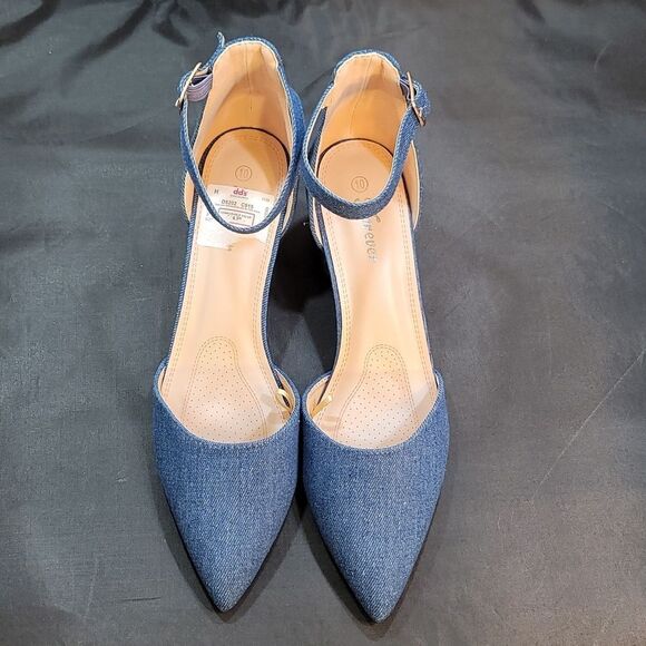 BRAND NEW WOMEN'S POINTED TOE ANKLE STRAP BUCKLE CHUNKY BLOCK HEEL SANDAL - Picture 3 of 15